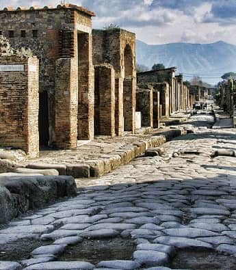 An excaveted street in Pompeii